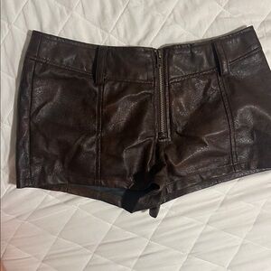 SHEIN Dark Brown low Waist Leather Shorts